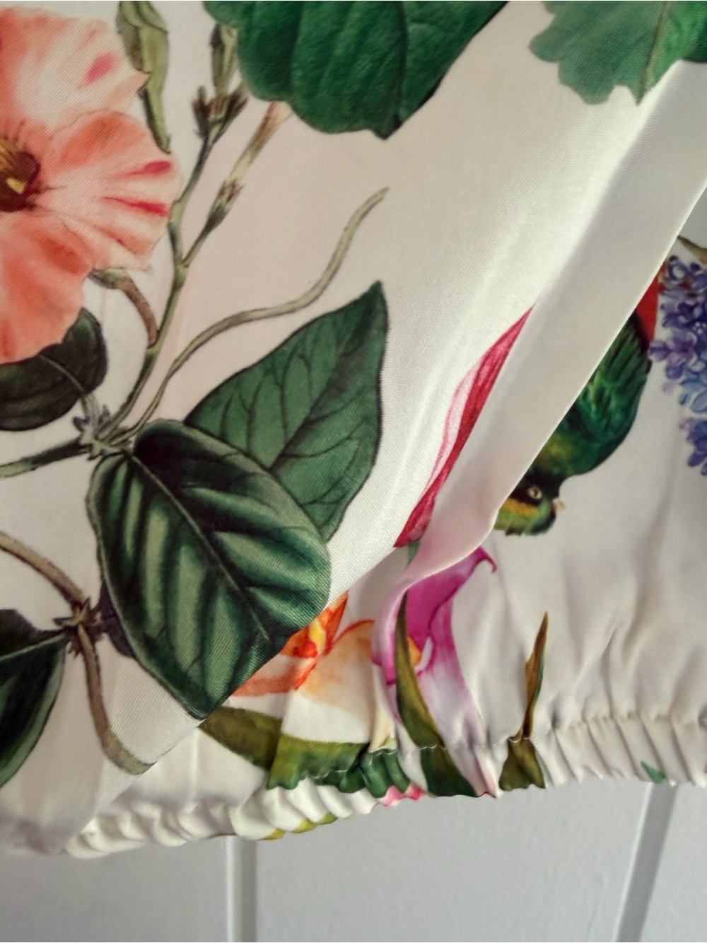 Calypso St Barth Floral/ Bird Print White Maxi Skirt and Puff Sleeve top Set - Picture 7 of 15